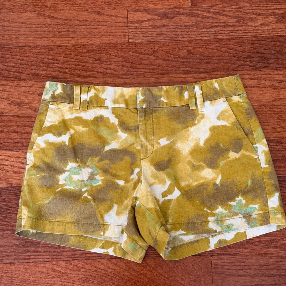 LOFT Linen Blend Yellow Floral Shorts 6